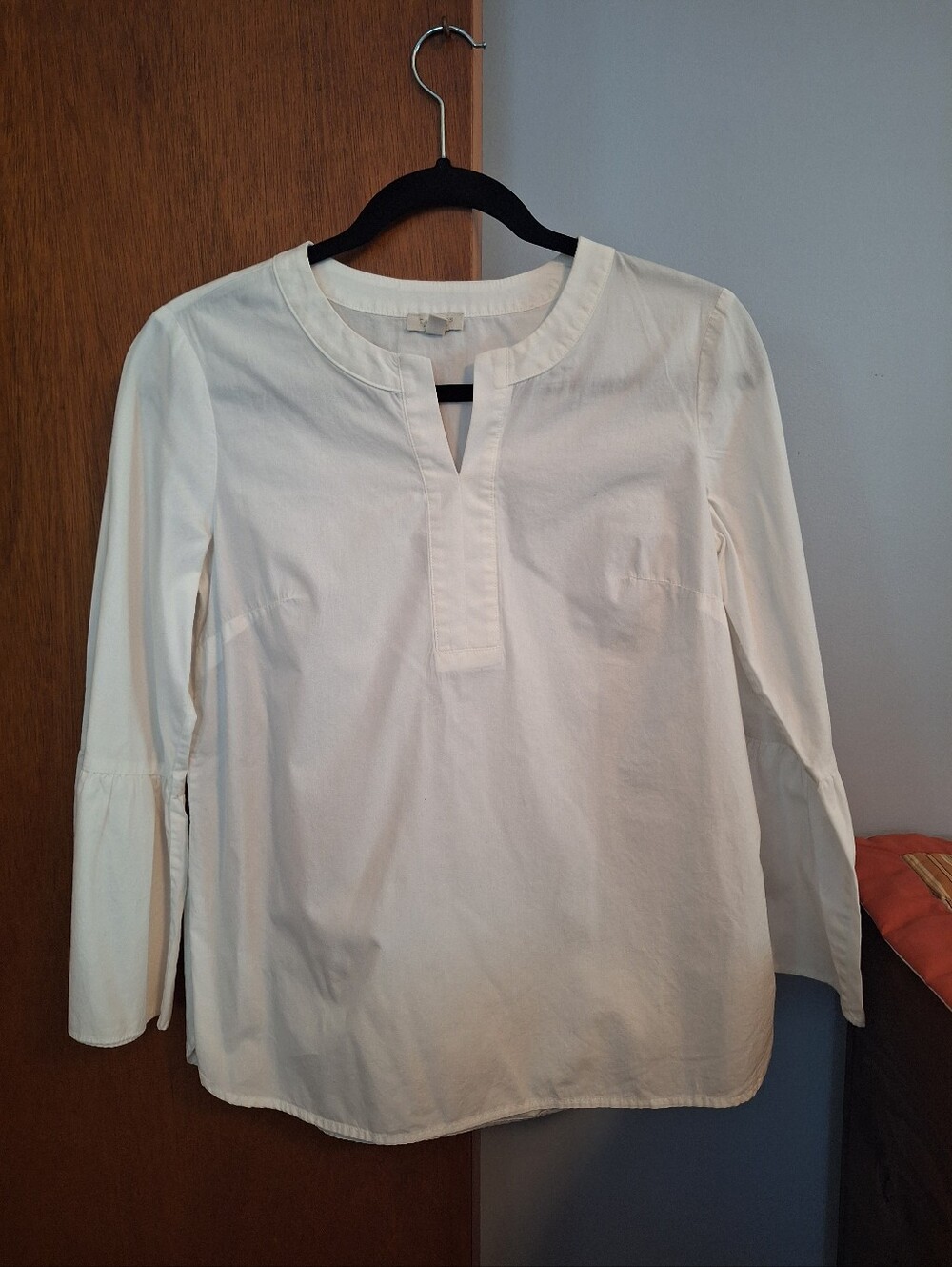Talbots White Long Sleeve Notch Neck Tunic Top Women's Size Petite (Small)